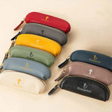 Personalized Genuine Leather Rosary Pouch, Cross Print Rosary Bag with Name