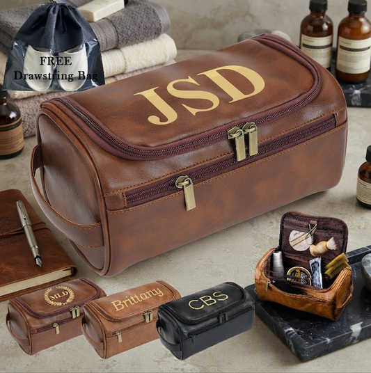 Personalized Leather Toiletry Bag-For men and women