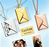 Custom Envelope Necklace With Secret Message Letter Necklace Envelope Name Locket Couple Jewelry Best Friend Gift