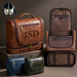 Personalized Hanging Travel Toiletry Bag PU Leather Waterproof Shaving Bag for Men and Women for Accessories Shampoo Full-size Container Toiletries for Groomsmen Husband