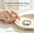 Personalized Sterling  Elegant 1-8 Birthstones Ring with Engraved Text Birthday Mother's Day Gift for Mom Grandma