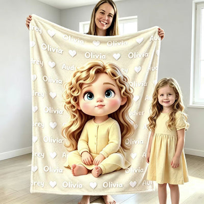 Personalized Cartoon Character Photo Multicolor Soft Throw Blanket with Name Home Decor Birthday Gift for Kids Family Friend