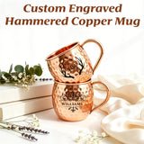 Personalized Moscow Mule Copper Mug 100% Pure Copper Mug Custom Engraved Initials and Name  Large 16 oz Rustic Bar Drinkware Hammered Cocktail Cup Wedding Anniversary Birthday Xmas Gifts