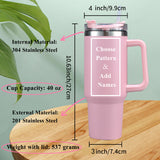 Personalized 40oz Stainless Steel Tumbler, Fit for Car Holder