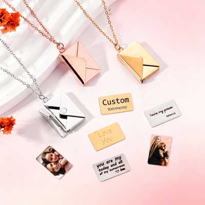 Custom Envelope Necklace With Secret Message Letter Necklace Envelope Name Locket Couple Jewelry Best Friend Gift