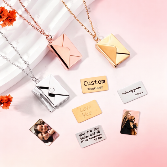 Custom Envelope Necklace With Secret Message Letter Necklace Envelope Name Locket Couple Jewelry Best Friend Gift