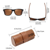 Personalized Wooden Sunglasses with Leather Box Walnut Wood Sunglasses with Dark Polarized Lenses for Men and Women with UVA & UVB Protection Custom Groomsmen Gift Set Unique Gift for Him