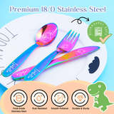 Personalized 6 Colors Unicorn Dinosaur Children's Stainless Steel  Cutlery Set
