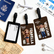 Personalized Travel Luggage Tag Custom Cartoon Character and Name Unisex Travel Accessories Essentials with Blank Insert Card Birthday Gifts for Men Women Family Friends Travel Lovers
