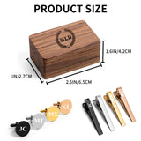 Personalized Tie Clip and Cufflinks Set, Custom Wedding Cufflinks, with Wooden Box, Groomsmen Wedding Gift Set