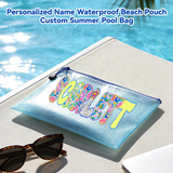 Personalized Beach Bag with Artistic Name Custom Pool Bag for Women Waterproof Beach Bag with Zipper Wet Dry Mesh Design Beach Pouch For Pool Beach Vacation Birthday Summer Party Travel