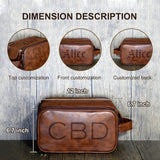 Personalized Leather Toiletry Bag for Men Large Capacity Toiletry Travel Bag PU Leather Waterproof Shaving Bag Travel Essentials Customized Gifts for Husband Groomsmen Father's Day