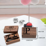 Personalised Tie Clip and Cufflinks Set with Wooden Box