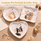 Personalized Pet Portrait Jewelry Tray Watercolor Dog Photo with Name & Paw Print Handpainted Ceramic Ring Dish Sympathy Gift Pet Owner Cat Memorial Gift Gifts for Pet Lovers Family Friends