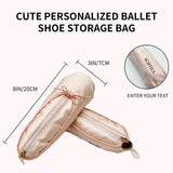 Personalized Travel Makeup Bag for Girls Custom Pink Ballet Dance Shoe Style Pencil Bag
