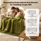 Personalized Couples Blanket with Embroidered Name & Date Wedding Gifts for Couples 2026 Cozy Fringe Blanket for Bed, Sofa Home Decor Cozy Gifts for Women Anniversary Birthday Wedding