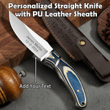 Personalized Straight Knife with PU Leather Sheath