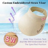Personalized Straw Visor Embroidered Beach Hat with Name Sun Hats for Women Summer Ponytail Beach Visor Gifts for Women Mom Bridesmaids Gifts for Bachelorette Party Wedding Birthday