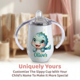 Personalized Insulated Sippy Cup for Toddlers Custom Cute Animal and Name Baby's First Straw Cup Training Cup with Handle BPA Free 6m+ 10 oz/300ml Birthday Baby Shower Xmas Gifts