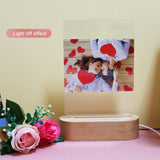 Personalized Photo Lamp 3D LED Light with Pen Writing Your Words Custom Light Up Sign Acrylic Plaque Wooden Base Night Light Table Lamp for Mom Dad Boys Girls Birthday Anniversary Wedding Gift