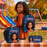 Personalized Colorful Fashion Cartoon CharacterBackpack Lunch Bag Pencil Case with Name Back toSchool Set of 3 Birthday Gift for Kid