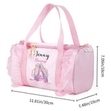 Personalized Kids Dance Ballet Bag Large Capacity Fashion Tote Bag Custom Dance Bag Waterproof Kids Travel Bag Pink Lace Bag for Girls Yoga Bag Dance Duffle Bag