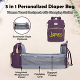 Personalized 3 in 1 Diaper Bag Backpack with Changing Station  Multifunctional Large Baby Diaper Bags for Boys & Girls Portable Custom Lightweight Changing Bag Newborn Baby Essential Gifts