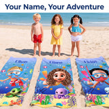 Personalized Kids Beach Towel Cute 3D Diver Kid Diving Boy Cartoon Print Towel Custom Name Quick Dry Microfiber Fabric for Summer Vacation Beach Party Birthday Gifts for Kids Boys Girls