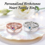 Personalized Heart Birthstone Ring 1-8 Birthstones and Name