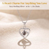 Personalized Picture Projection Necklace for Women Sterling Silver Portrait Jewelry Custom Photo Inside with Heart Charm Gifts for Mom Grandma Wife Bride Birthday Anniversary Xmas Gifts