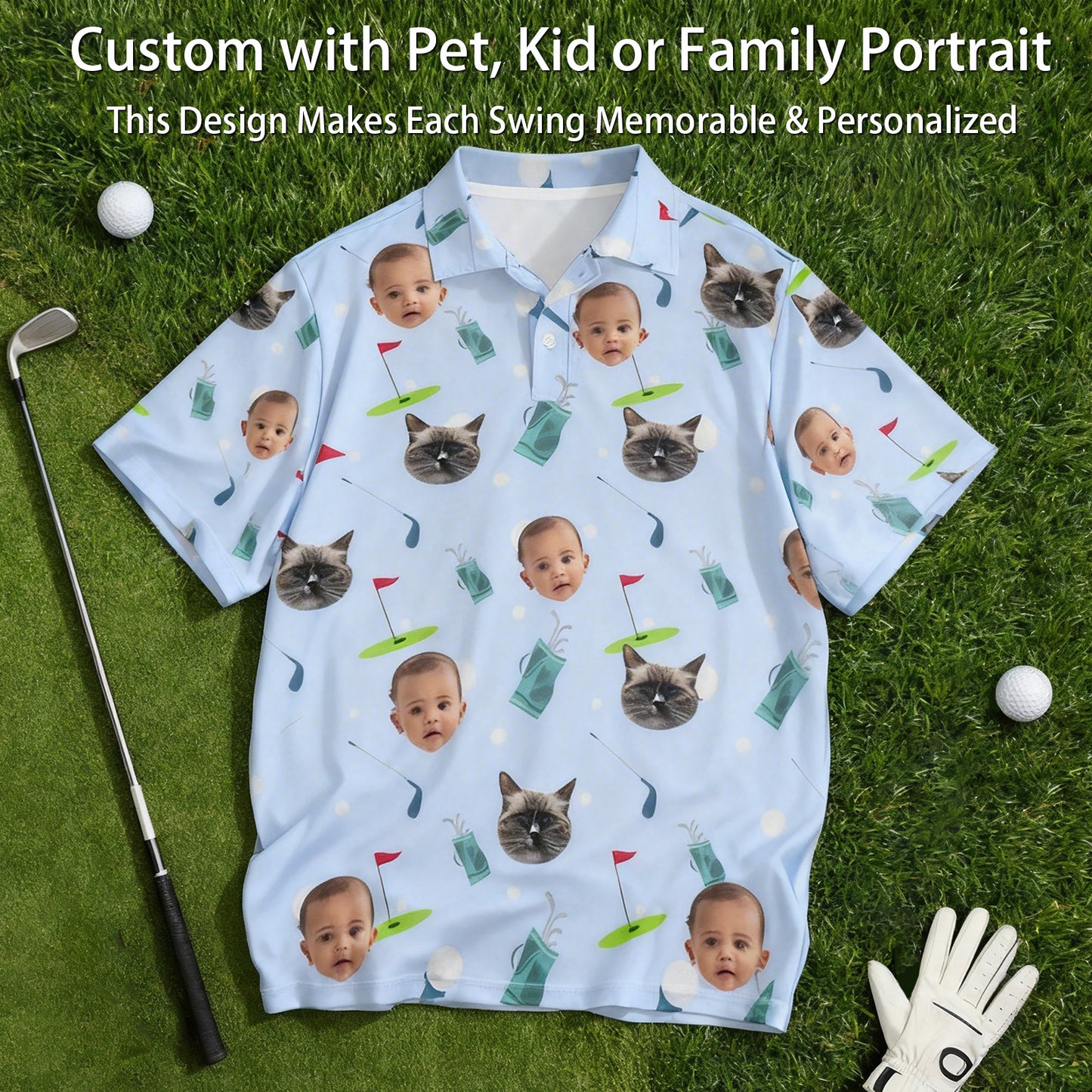 Personalized Golf Polo Shirt Custom Face