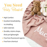 Personalized Baby Blanket with Embroidery Name, Custom Knit Baby Blanket, 40 * 30inch Soft Knitted Baby Strollers Blanket