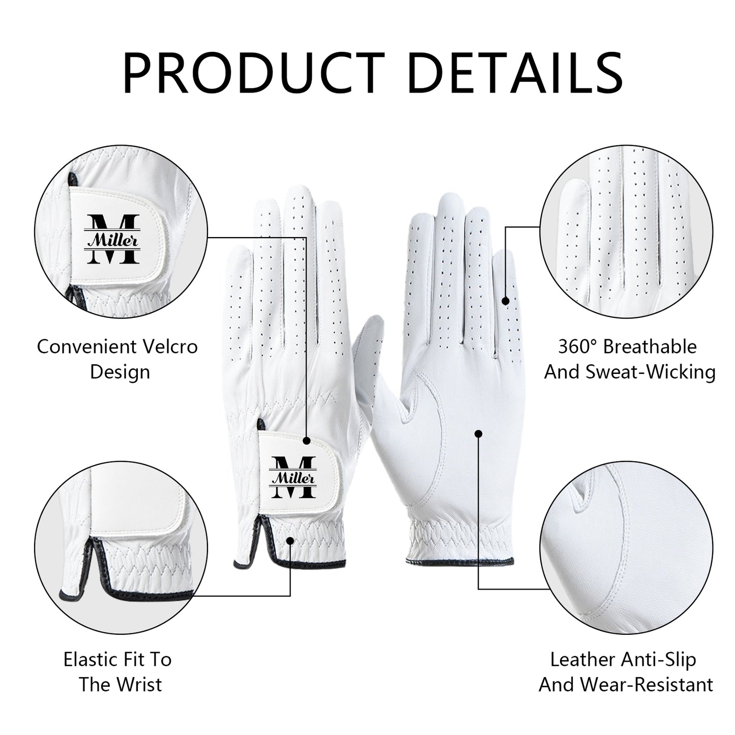 Personalized Golf Gloves Custom Leather Golf Gloves with Name Left Hand Glove for the Right Handed Golfer for Golf Tours and Daily Use Gifts for Golfer Dad Husband Boyfriend Golf Coach Unisex