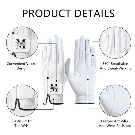 Personalized Golf Gloves Custom Leather Golf Gloves with Name Left Hand Glove for the Right Handed Golfer for Golf Tours and Daily Use Gifts for Golfer Dad Husband Boyfriend Golf Coach Unisex