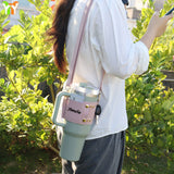 Personalized Water Bottle Holder with Strap, Custom PU Leather Water Bottle Holder