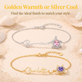 Personalized Sea Turtle Birthstone Anklet with Name Custom Beach Anklet for Women Turtle Jewelry Beach Accessory for Sister Girlfriend Mom Summer Vacation Gift for Birthday Anniversary