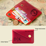 Personalised Leather Card Holder, Custom Credit Card Wallet, Leather Front Pocket Minimalist Card Case