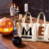 Personalized Halloween Tote Bag with Name, Custom Printed Name Halloween Basket