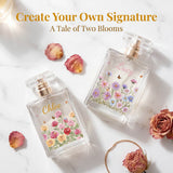 Personalized Floral Glass Perfume Bottle Custom Birth Flower and Name Refillable Empty Perfume Bottles Mini Portable Travel Essential Gifts for Wife Girlfriend Bridesmaids 100ml 3.4 oz