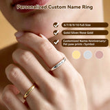 Personalized Engraved Rings for Women Custom Name Ring Non Tarnish Gold Plated Stackable Rings for Her Mom Grandma Girlfriend Wife Womens Ring for Daily Wear Party Wedding Travel