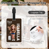 Personalized Travel Luggage Tag Custom Cartoon Character and Name Unisex Travel Accessories Essentials with Blank Insert Card Birthday Gifts for Men Women Family Friends Travel Lovers
