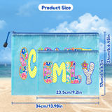 Personalized Beach Bag with Artistic Name Custom Pool Bag for Women Waterproof Beach Bag with Zipper Wet Dry Mesh Design Beach Pouch For Pool Beach Vacation Birthday Summer Party Travel