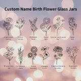 Custom Name Glass Cup with Birth Flower