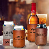 Personalized Can Coolers, Custom Koozies, PU Leather Beverage Holder