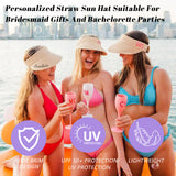 Personalized Straw Visor Embroidered Beach Hat with Name Sun Hats for Women Summer Ponytail Beach Visor Gifts for Women Mom Bridesmaids Gifts for Bachelorette Party Wedding Birthday