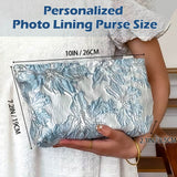 Personalized Photo Lining Purse Custom Wedding Clutch with Photo & Text Women's Evening Handbags Wedding Purse Gift for Mother Gifts for Mother’s Day Birthdays Anniversaries Christmas