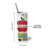 Personalized Tumbler for Teacher, Custom Pencil Printed Stainless Steel Bottle
