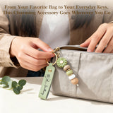 Personalized Birth Flower PU Leather Keychain Custom Name Keyring Daisy Beaded Keychain for Women Bridesmaid Gifts Birthday Anniversary Wedding Mother's Day Gifts Bag Charm Party Favor