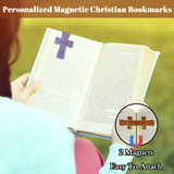 Personalized Magnetic Christian Bookmarks  Custom PU Leather Bookmark with Name & Bible Verses  Catholic Cross Book Marks  Religious Gifts for Women  Students  Teachers  Father  Book Lovers