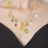Personalized Gold Charm Necklace, Handmade Necklaces, DIY Ruby Charm Necklace